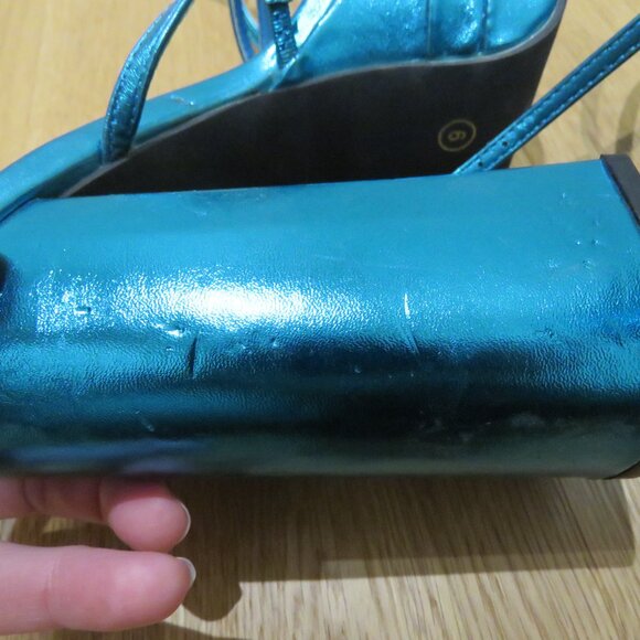 AZALEA WANG Eyes On Me Chunky Platform Sandals in Metallic Blue Y2K Disco Rave 6 - Picture 13 of 14